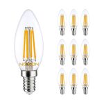 Lot 10x Noxion Lucent LED E14 Bougie Filament Claire 4.5W 470lm - 827 Blanc Très Chaud | Dimmable - Équivalent 40W