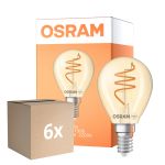Lot 6x Osram Vintage 1906 LED Classic Slim E14 Poire Filament Dorée 4.9W 470lm - 922 Blanc Très Chaud | Meilleur Rendu Des Couleurs - Dimmable - Équivalent 40W