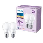 Lot 2x Philips Ampoule LED E27 Poire Dépolie 5W 470lm - 827 Blanc Très Chaud