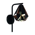 Eglo Applique Murale Carlton 4 Acier Noir Cuivre | IP20 - Convient pour 1x E27 