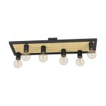 Eglo Plafonnier Consett Acier Bois Noir Brun | IP20 - Convient pour 6x E27 