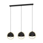 Eglo Suspension Luminaire Callow Acier Bois Noir Brun | IP20 - Convient pour 3x E27 