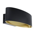 Eglo Applique Murale Maccacari Aluminium Acier Noir Dorée 10W 1300lm - 830 Blanc Chaud | IP20