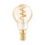Eglo LED Boule E14 Filament Ambre 4W 145lm - 820 Blanc Très Chaud | Dimmable - Équivalent 15W