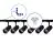 Bright Choice Ensemble complet Rail Monophasé Rail L 1,5 x 1,5 Mètre Noir | incl. 6x Spot + GU10 2700K 3W Dimmable + Embout, Connecteur d’Alimentation et L -Connecteur