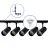 Bright Choice Ensemble complet Rail Monophasé Rail L 1 x 1,5 Mètre Noir | incl. 5x Spot + GU10 2700K 3W Dimmable + Embout, Connecteur d’Alimentation et L -Connecteur
