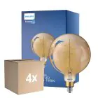 Lot 4x Philips Classic LED Globe E27 200mm Filament Dorée 7W 470lm - 818 Blanc Très Chaud | Dimmable - Équivalent 40W