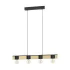 Eglo Suspension Luminaire Bailrigg Acier Bois Noir Brun | IP20 - Convient pour 4x E27 