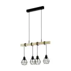 Eglo Suspension Luminaire Townshend 5 Acier Bois Noir | IP20 - Convient pour 4x E27 